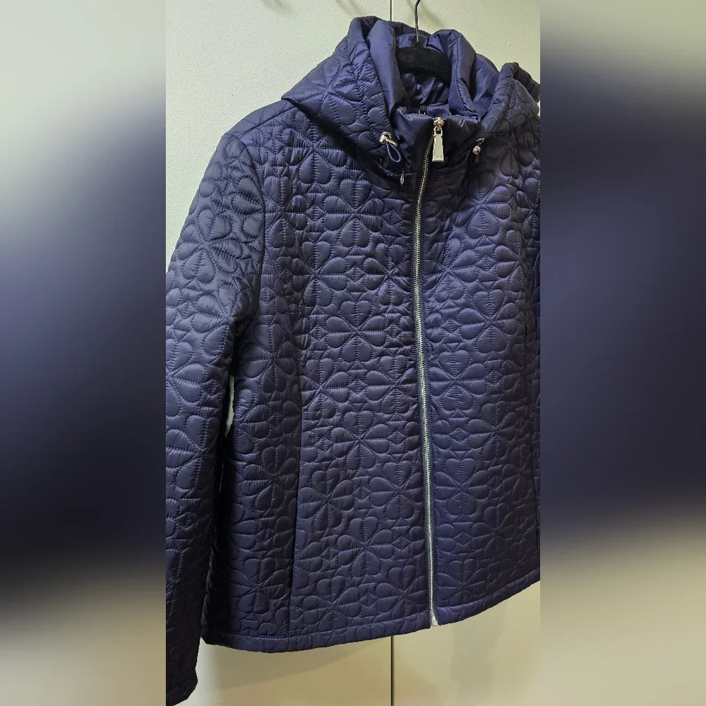 Kate Spade New York Flower Quilted Jacket Planetary Navy Womens Size XL NWT - Picture 10 of 16